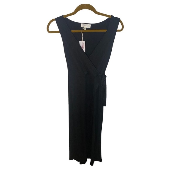 Jessica Simpson Black ribbed tank top wrap maxi dress - Picture 1 of 6